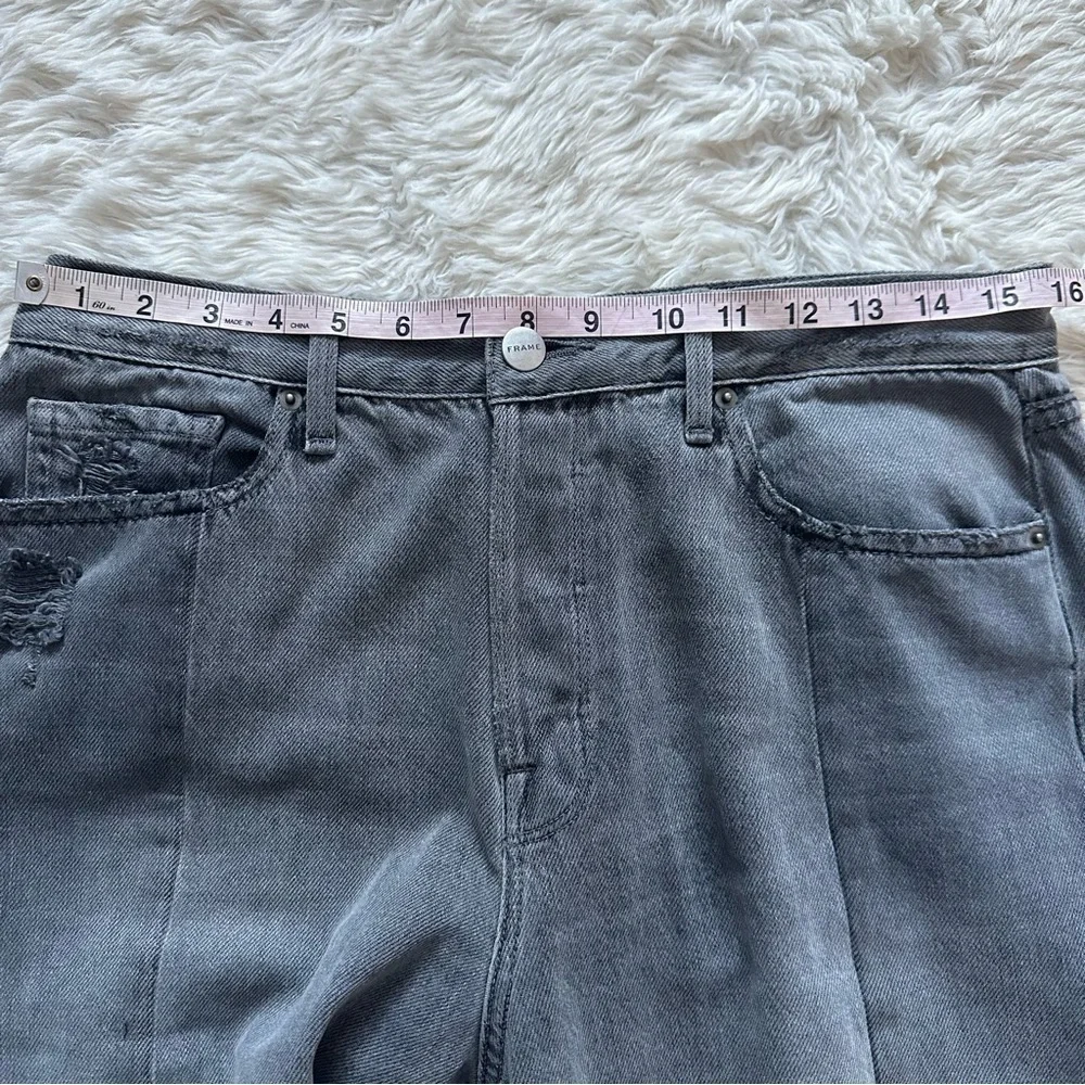 Frame Jeans Denim Nouveau Le Mix Straight Leg Crop Distressed Raw Hem Gray 32 - Picture 12 of 14